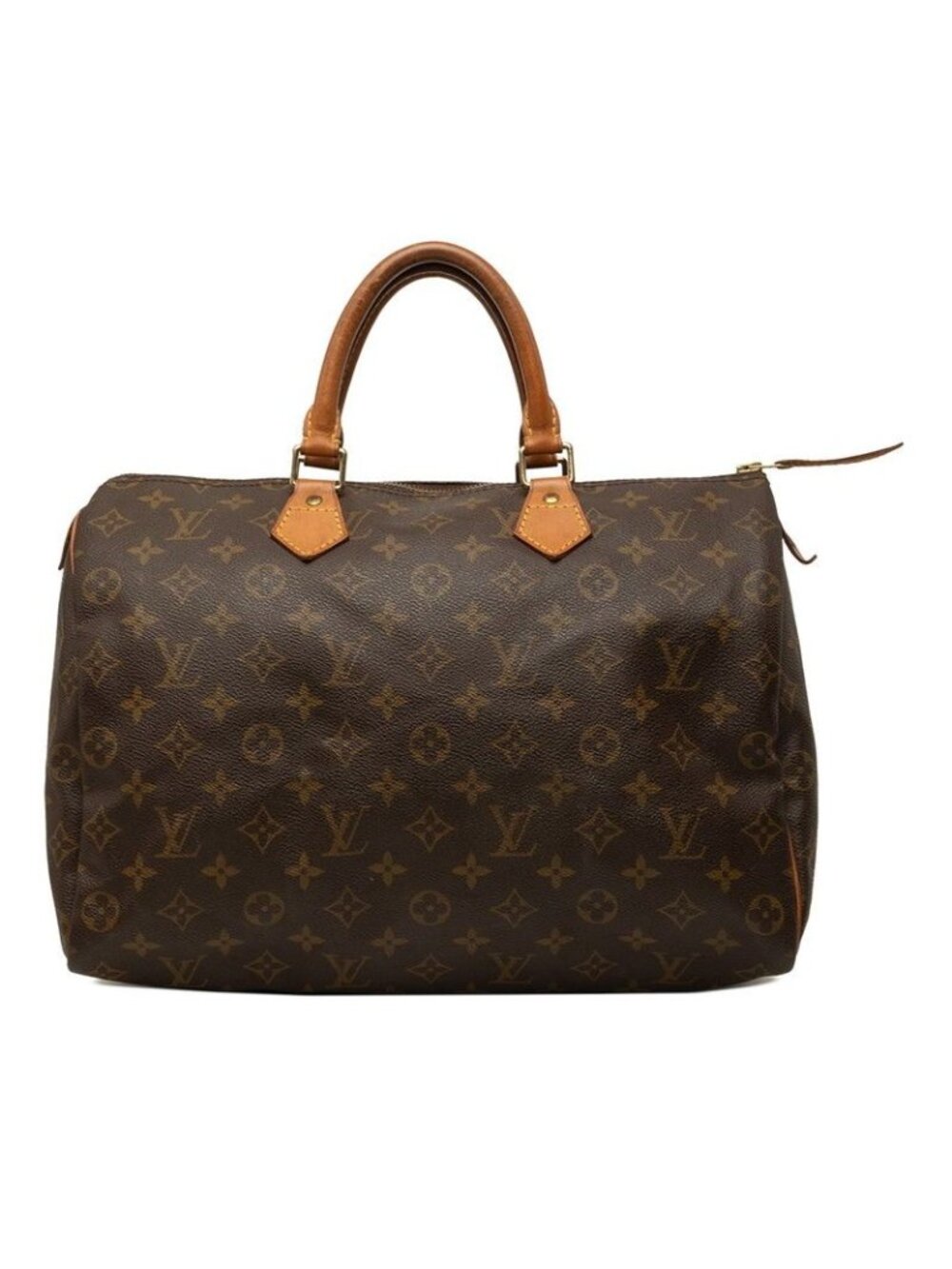 Louis Vuitton Monogram Speedy 35 Handbag Brown Leather